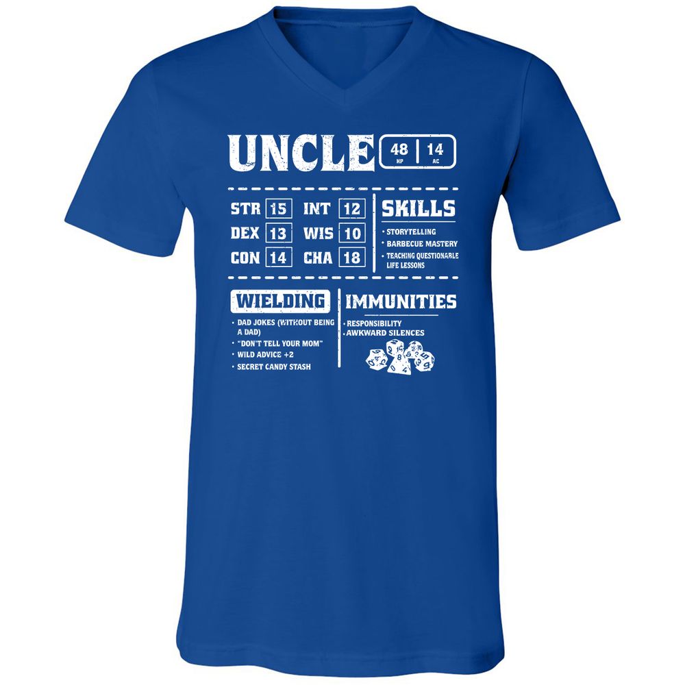 Uncle Stats Unisex V-Neck T-Shirt - True Royal - 4