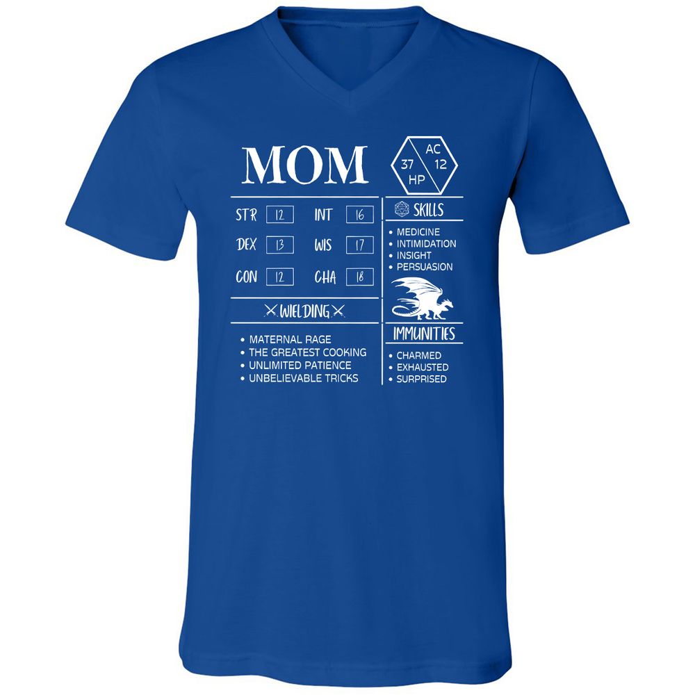 Mom Stats 2 Unisex V-Neck T-Shirt - True Royal - 4