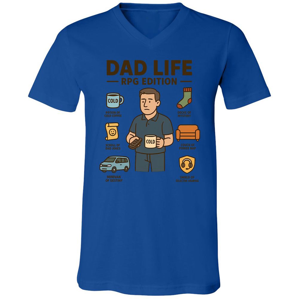 Dad Life RPG Edition Unisex V-Neck T-Shirt - True Royal - 4