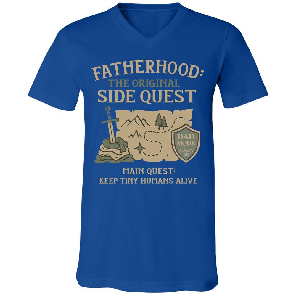 Fatherhood The Original Side Quest Unisex V-Neck T-Shirt - True Royal - 4