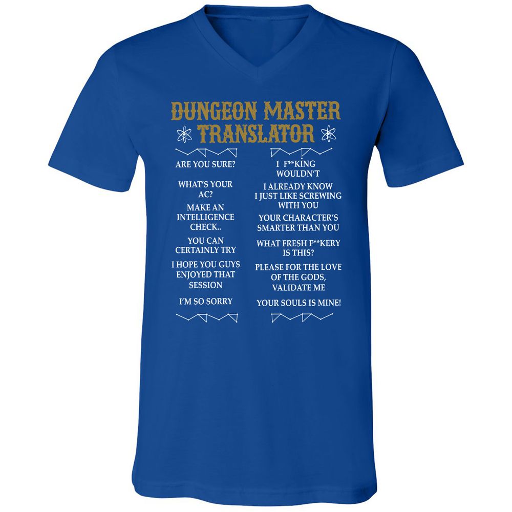 Dungeon Master Translator Unisex V-Neck T-Shirt - True Royal - 4