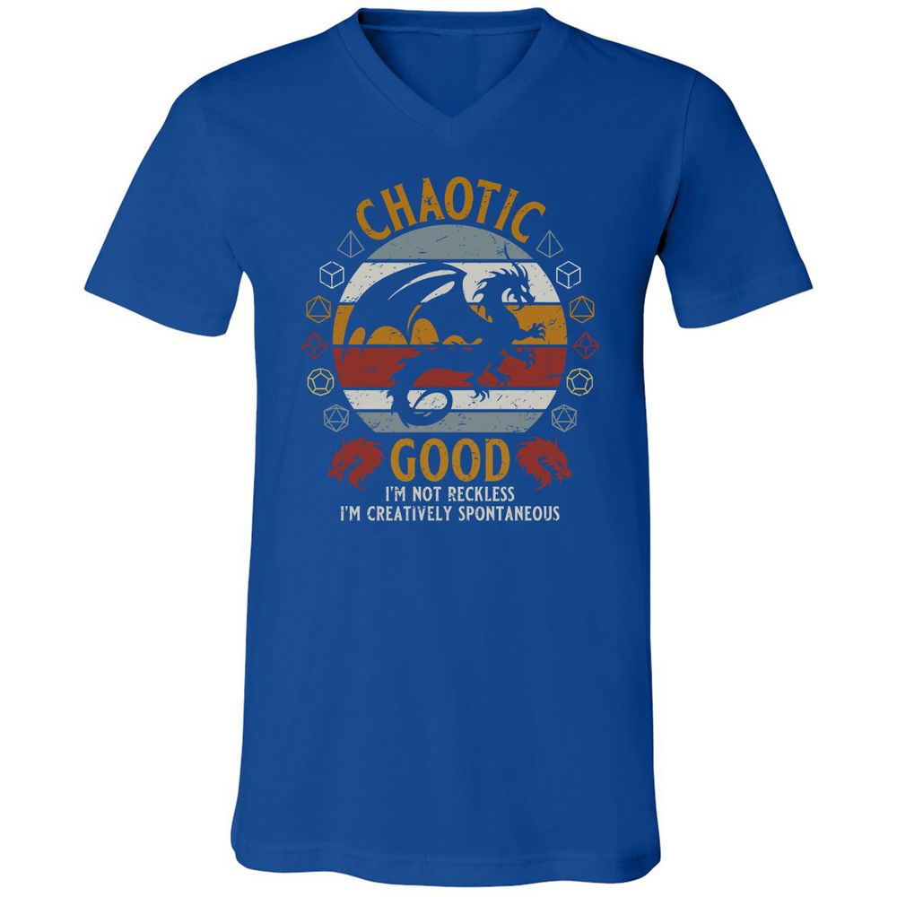 Chaotic Good Unisex V-Neck T-Shirt - True Royal - 4