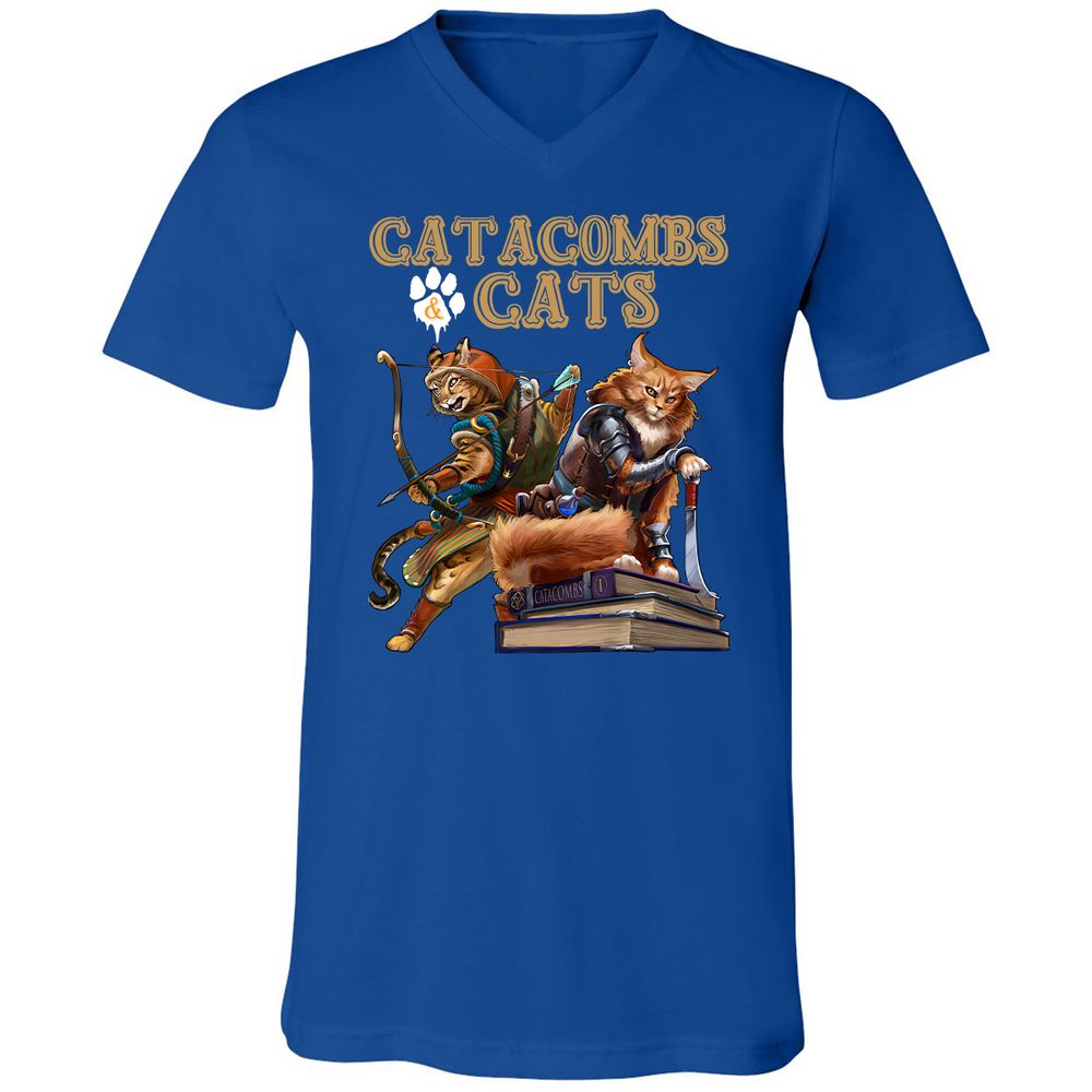 Catacombs & Cats Unisex V-Neck T-Shirt - True Royal - 4