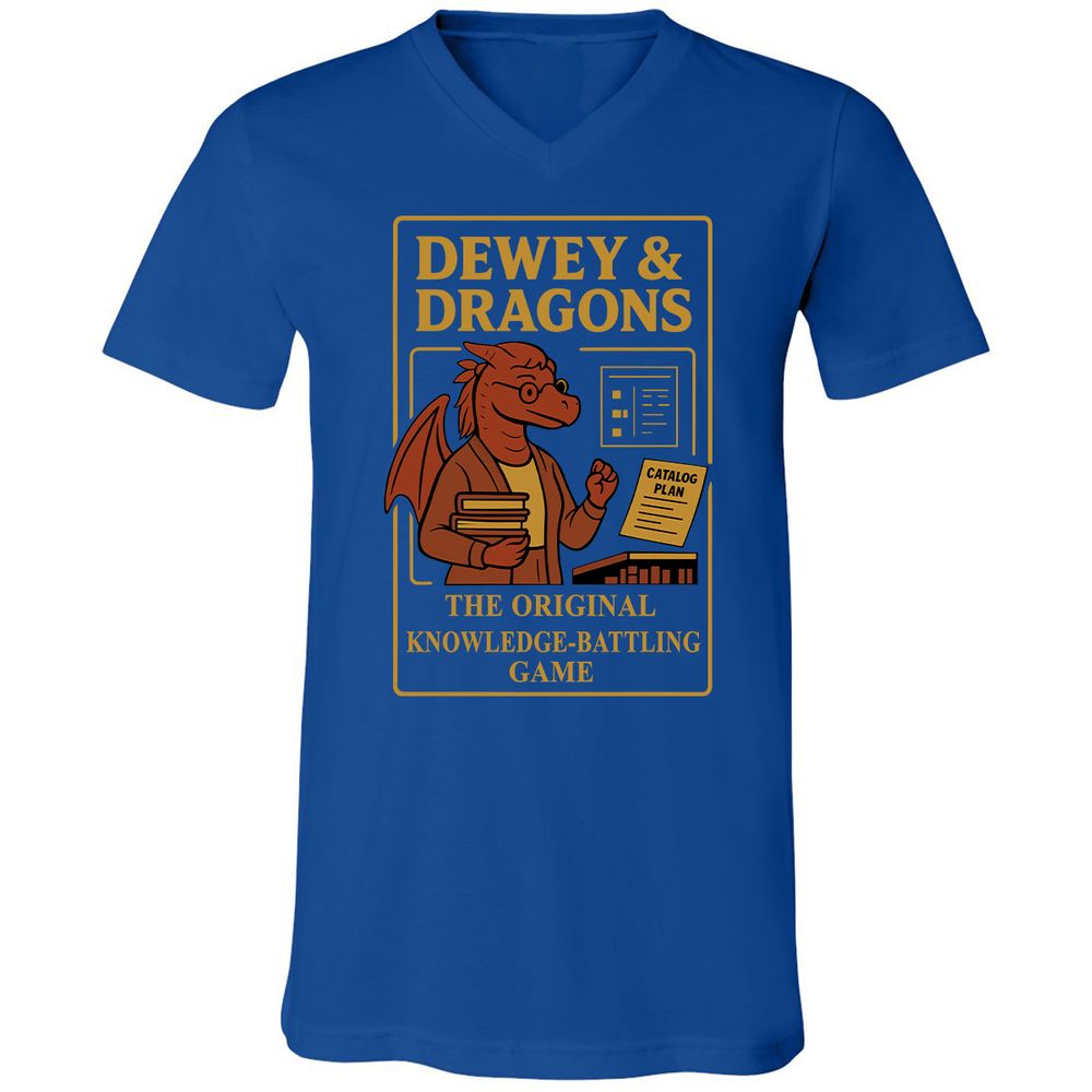 Dewey & Dragons Unisex V-Neck T-Shirt - True Royal - 4