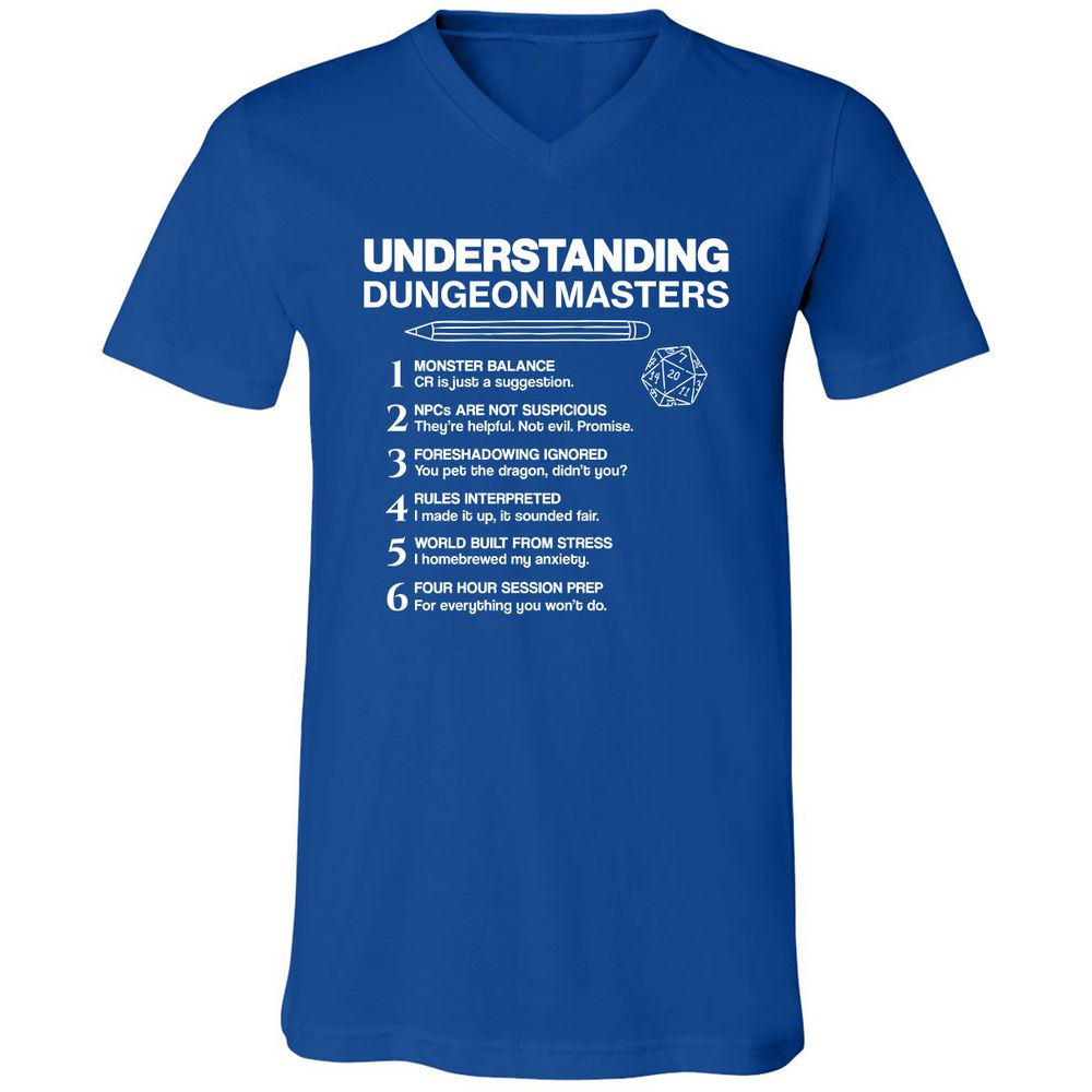 Understanding Dungeon Masters Unisex V-Neck T-Shirt - True Royal - 4