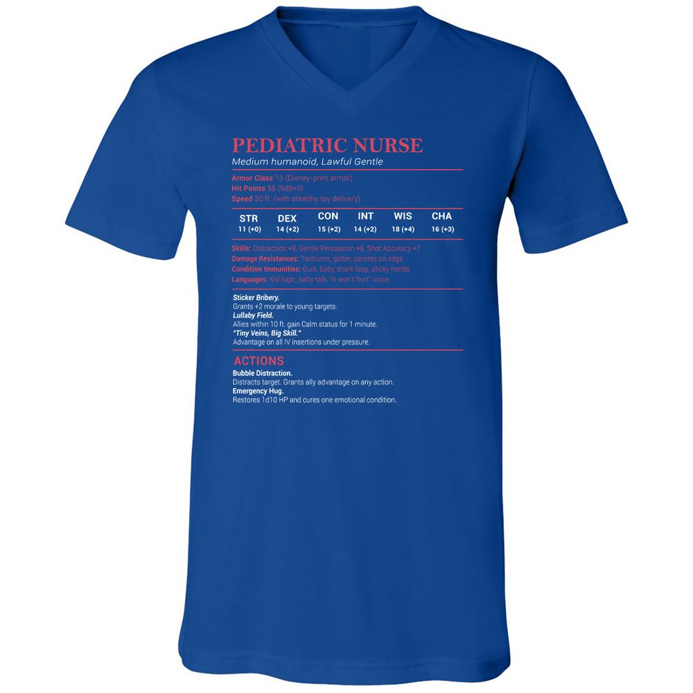 Pediatric Nurse Unisex V-Neck T-Shirt - True Royal - 4