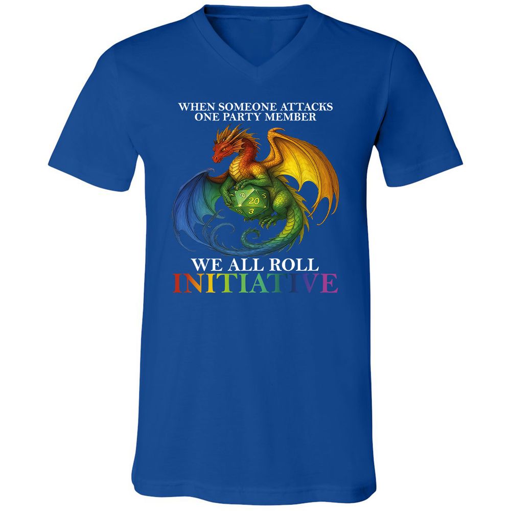 Dragon Roll For Initiative Unisex V-Neck T-Shirt - True Royal - 4
