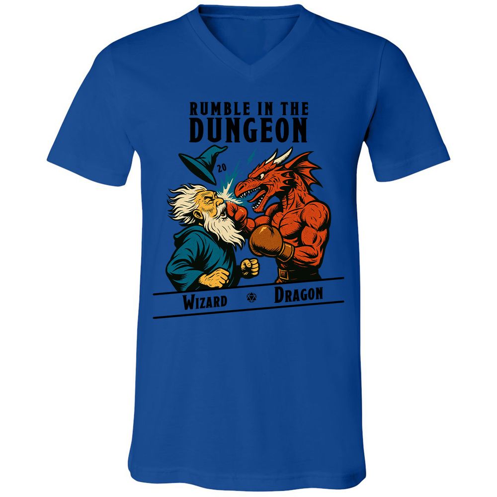 Rumble in the Dungeon Unisex V-Neck T-Shirt - True Royal - 4