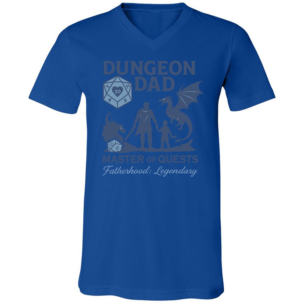 Dungeon Dad Master Of Quests Unisex V-Neck T-Shirt - True Royal - 4