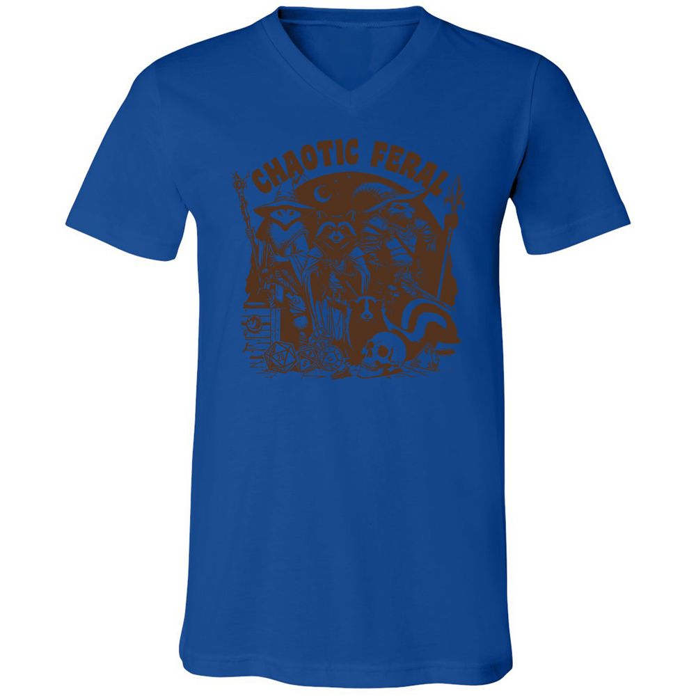 Raccoon Chaotic Feral Unisex V-Neck T-Shirt - True Royal - 4