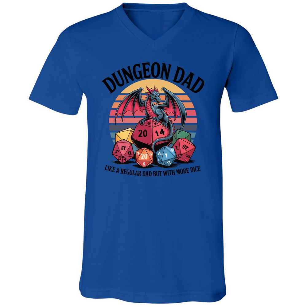 Dungeon Dad With More Dice Unisex V-Neck T-Shirt - True Royal - 4