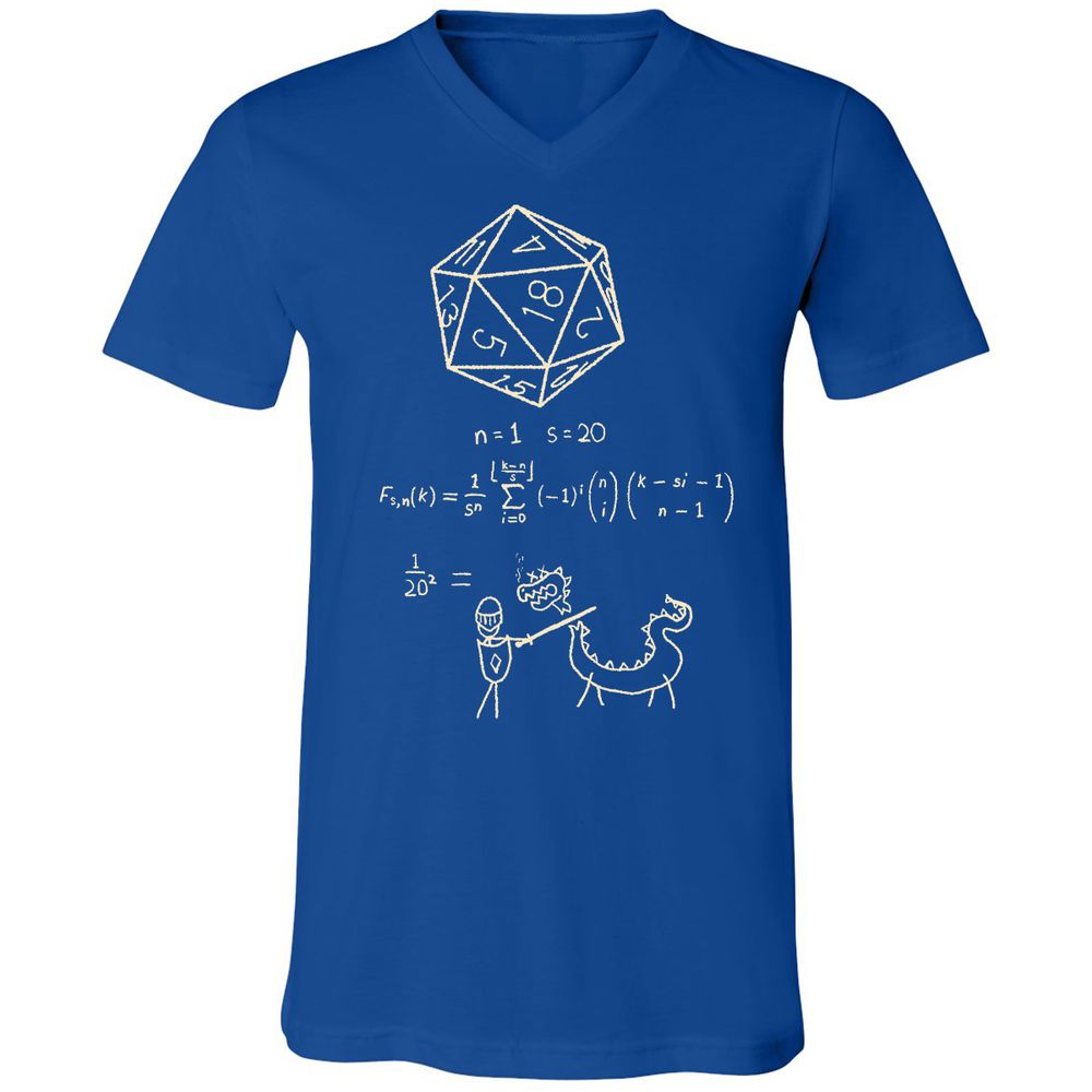Science Of20 Sided Dice Unisex V-Neck T-Shirt - True Royal - 4