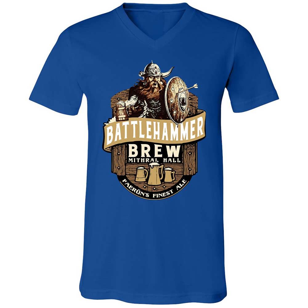 Battlehammer Brew Unisex V-Neck T-Shirt - True Royal - 4