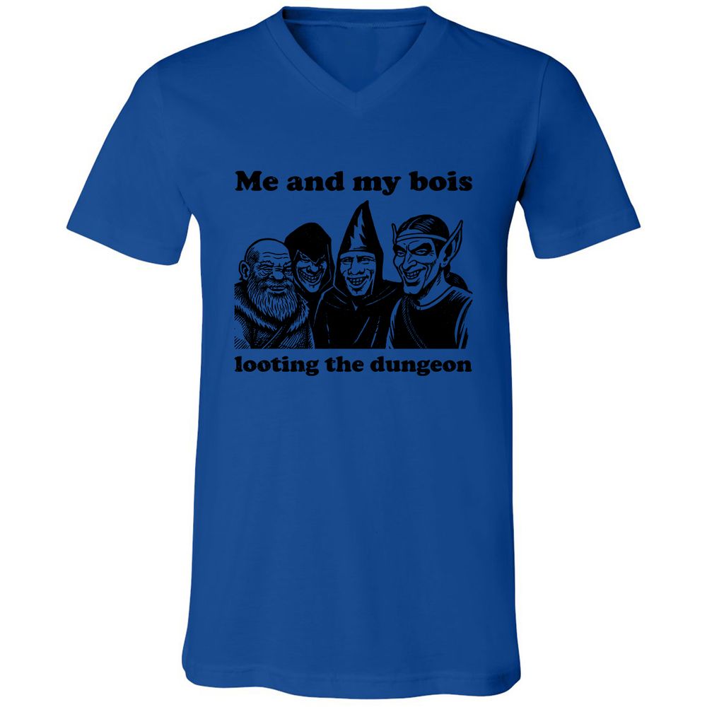 Me and my bois looting the dungeon Unisex V-Neck T-Shirt - True Royal - 4