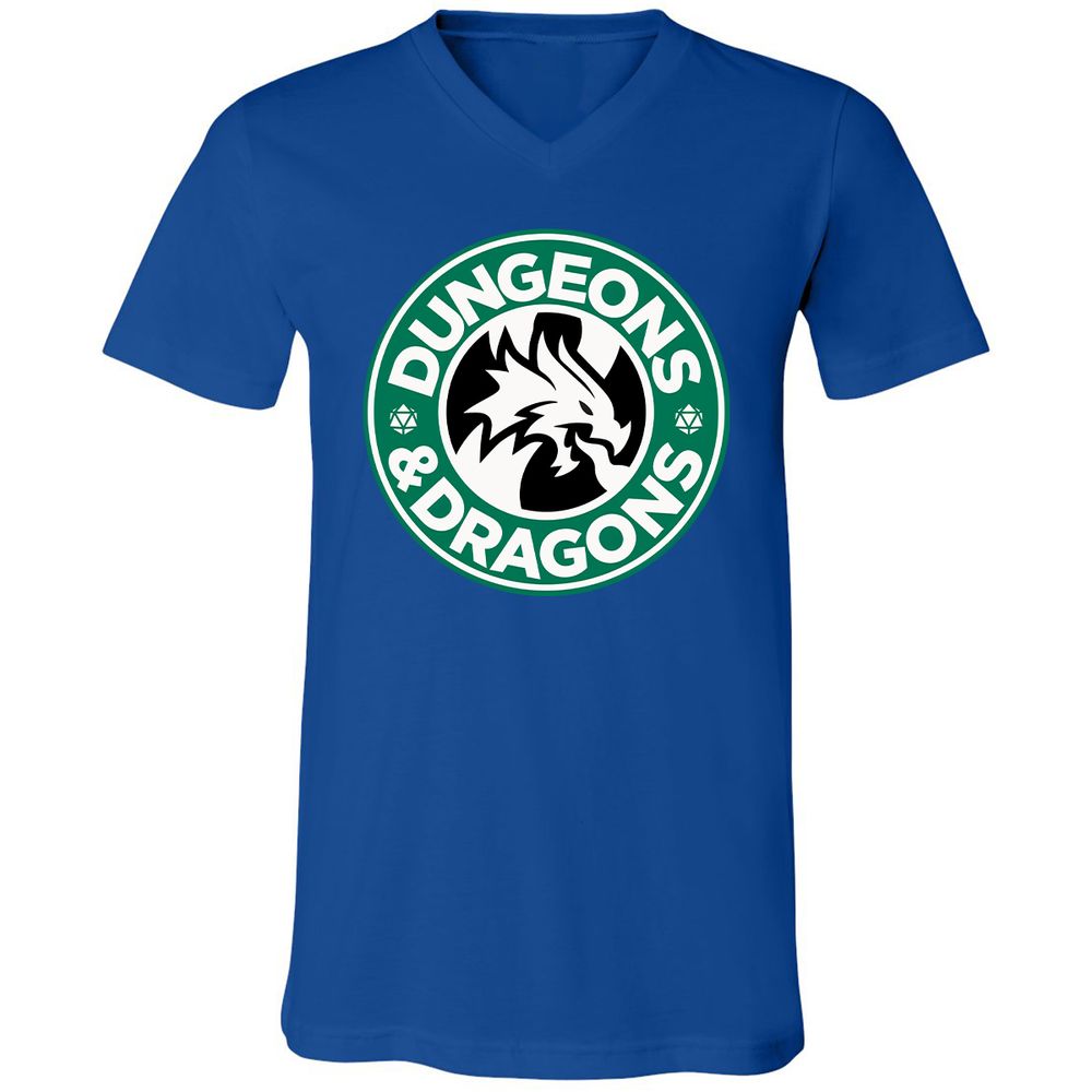 D&D Coffee Unisex V-Neck T-Shirt - True Royal - 4