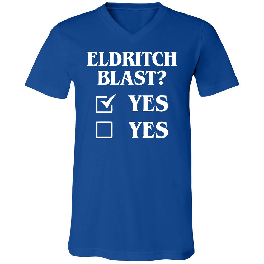 Eldritch Blast Yes Unisex V-Neck T-Shirt - True Royal - 4