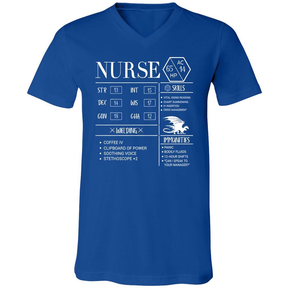 Nurse New Unisex V-Neck T-Shirt - True Royal - 4