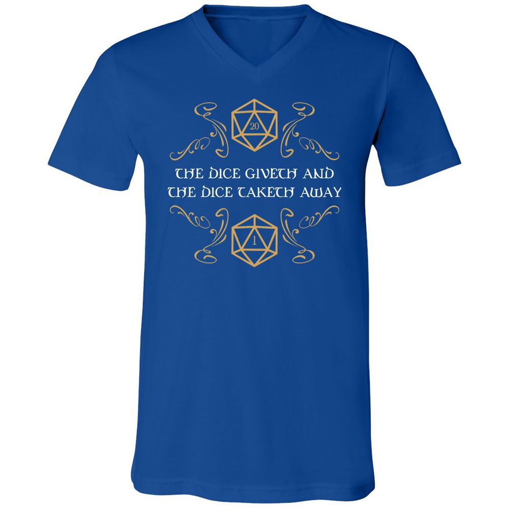The Dice Giveth and Taketh Away Natural 20 and Critical Fail Unisex V-Neck T-Shirt - True Royal - 4