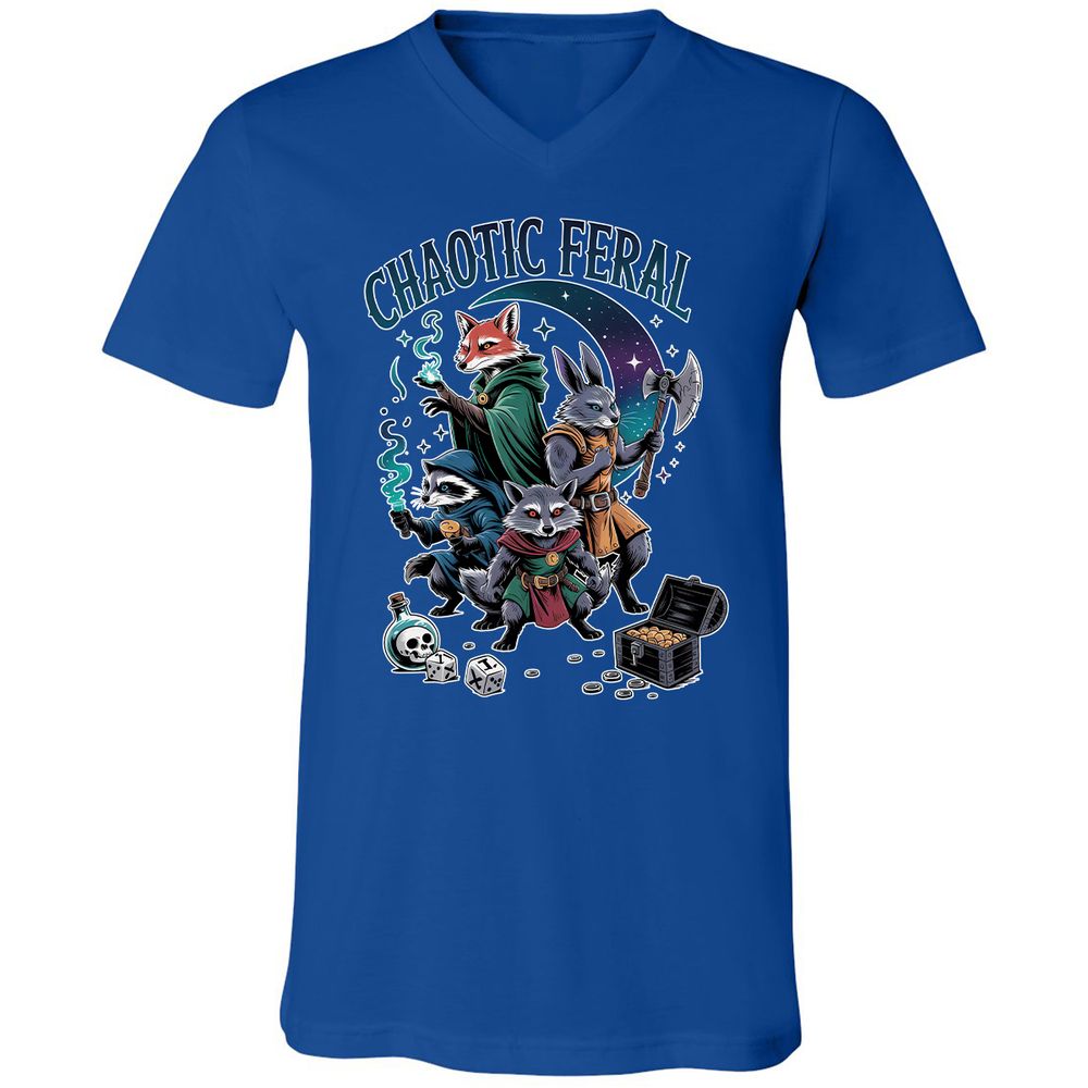 Chaotic Feral Unisex V-Neck T-Shirt - True Royal - 4