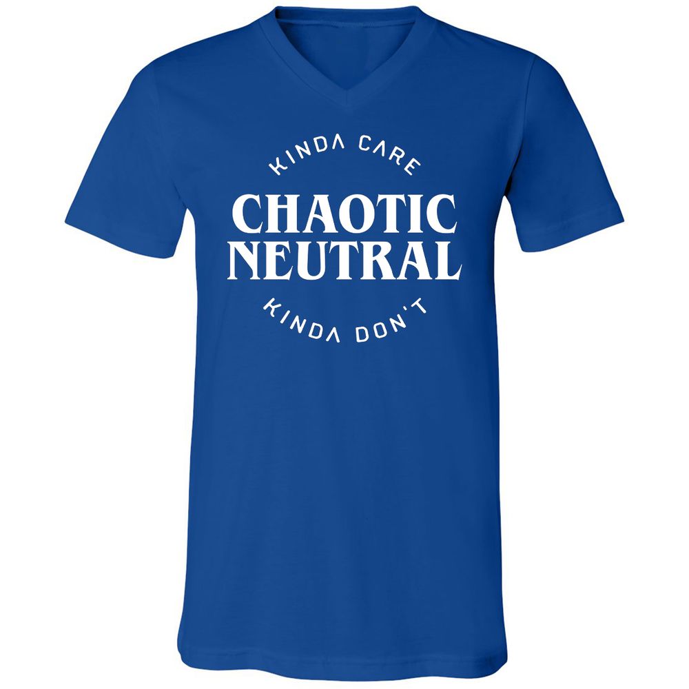 Chaotic Neutral Alignment Kinda Care Kinda Don't Unisex V-Neck T-Shirt - True Royal - 4