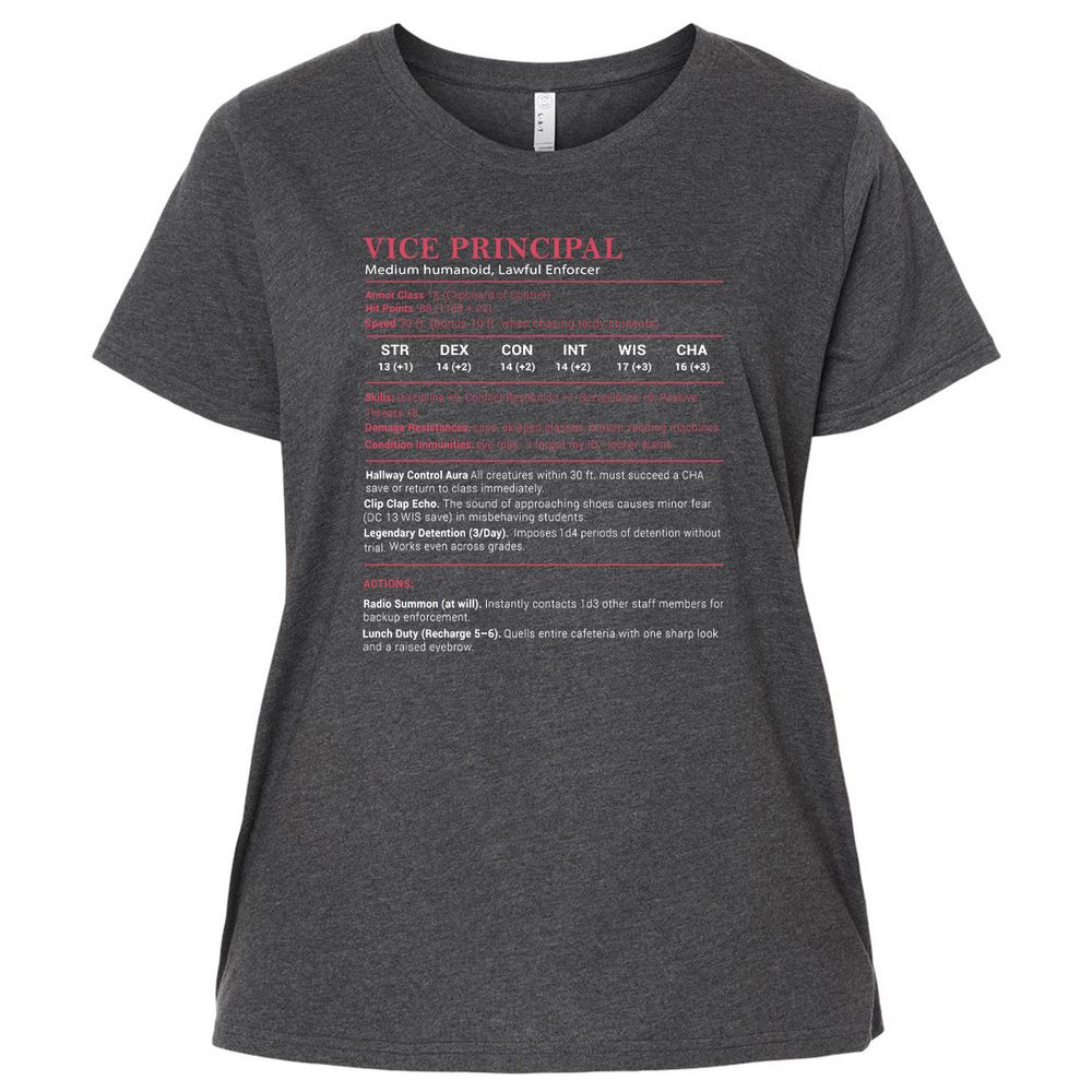 Vice Principal Stats Ladies Curvy Jersey - Vintage Smoke - 4