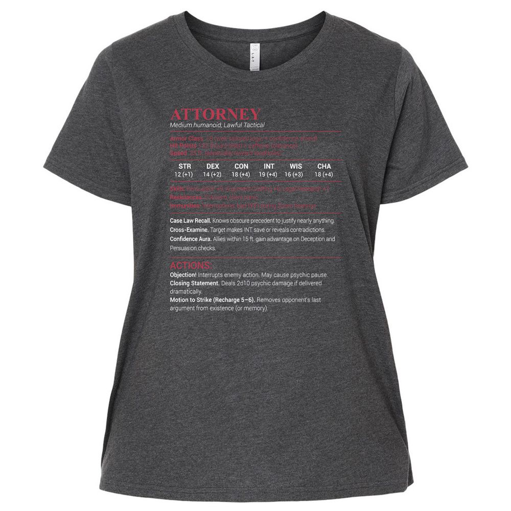 Attorney Stats Ladies Curvy Jersey - Vintage Smoke - 4