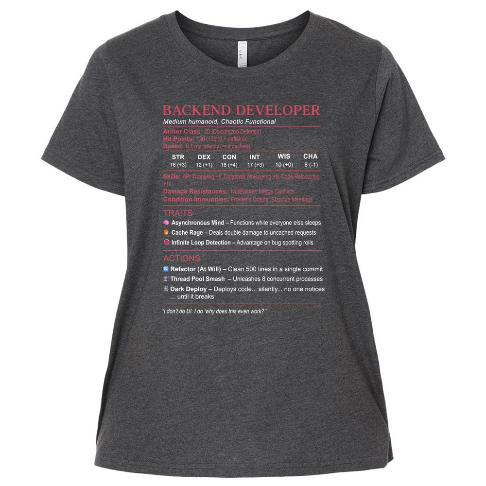 Backend Developer Stats Ladies Curvy Jersey - Vintage Smoke - 4