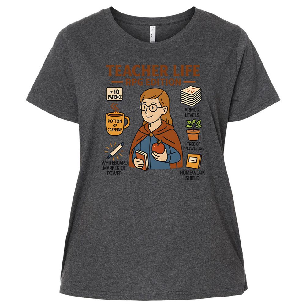 Teacher Life RPG Edition Ladies Curvy Jersey - Vintage Smoke - 4
