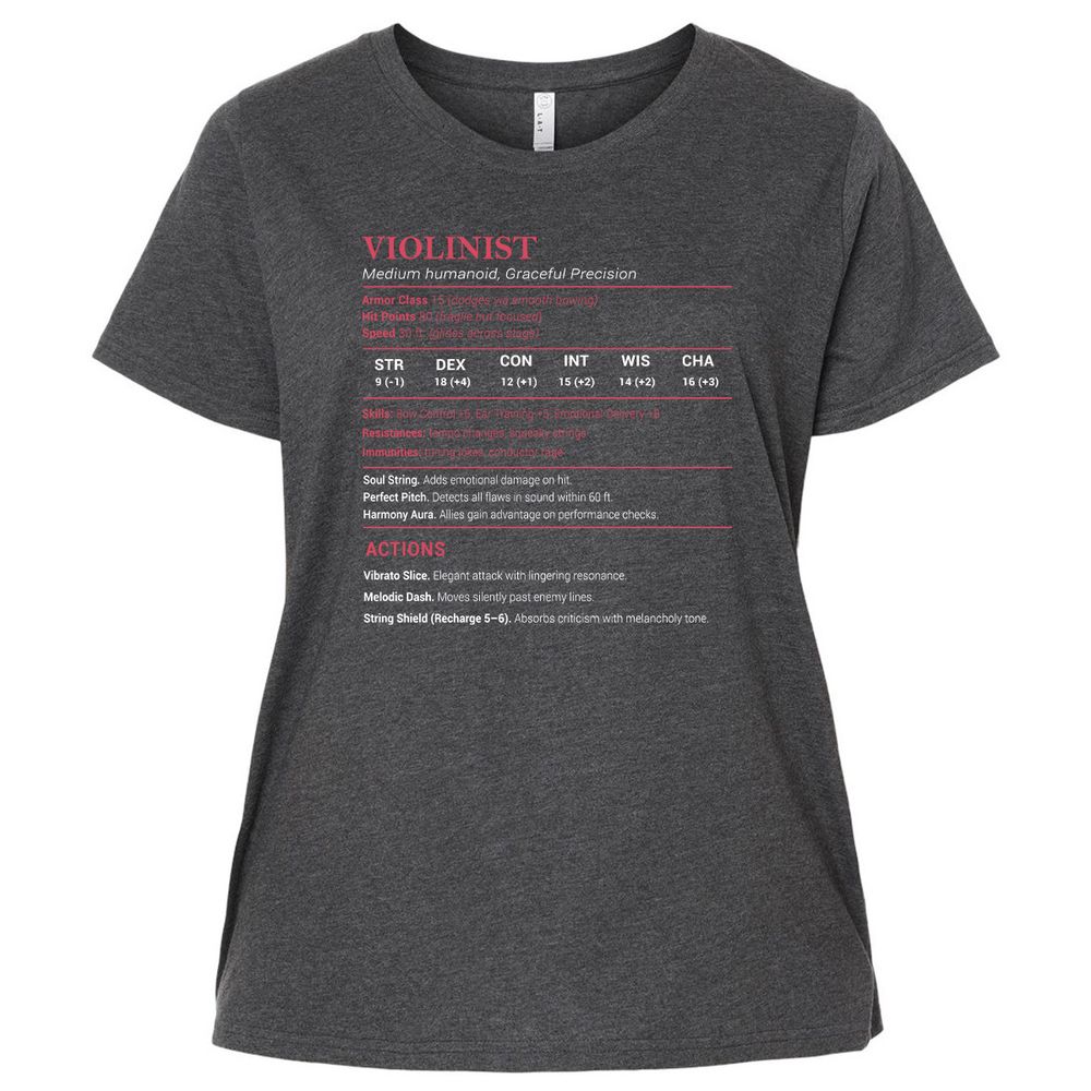 Violinist Stats Ladies Curvy Jersey - Vintage Smoke - 4