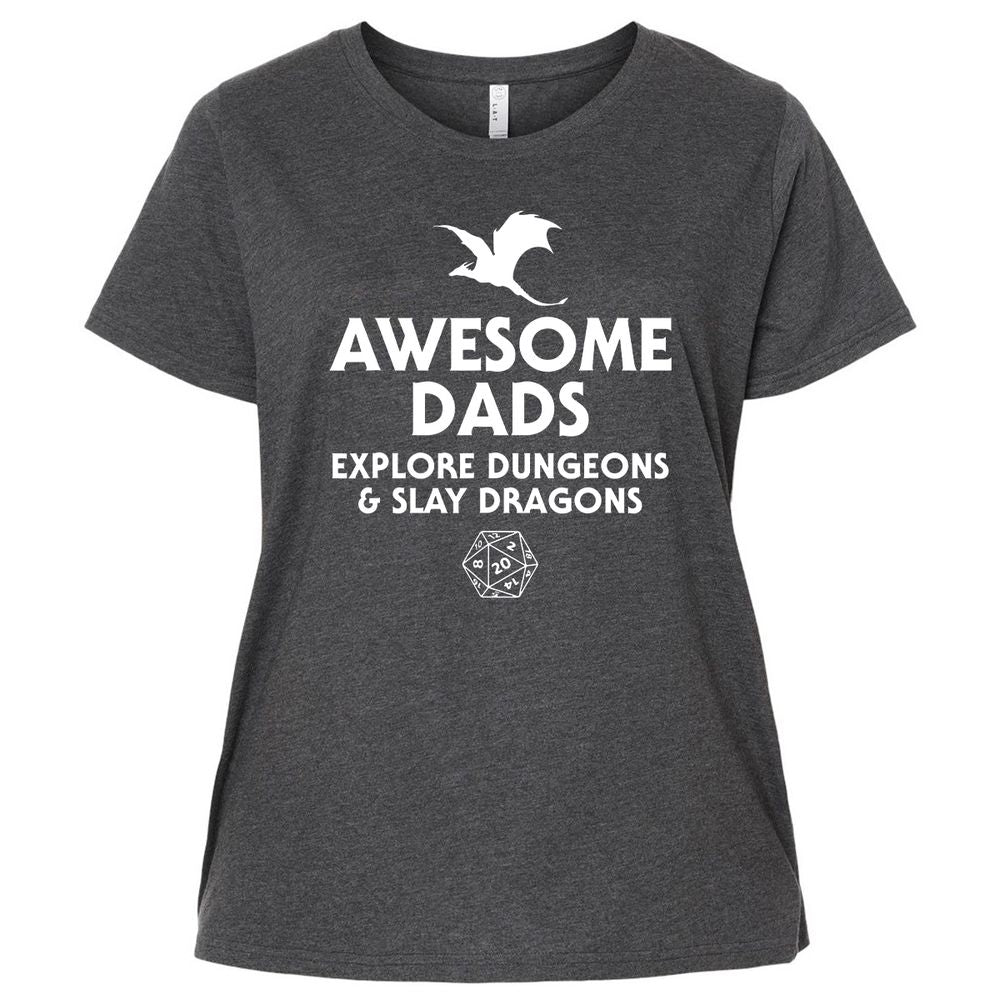 Awesome Dads Slay Dragons Ladies Curvy Jersey - Vintage Smoke - 4