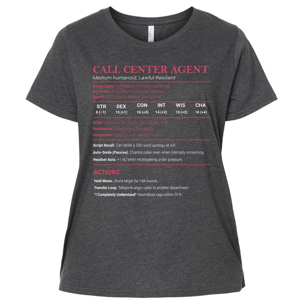 Call Center Agent Stats Ladies Curvy Jersey - Vintage Smoke - 4