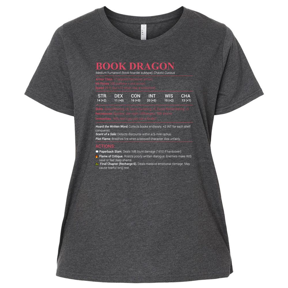 Book Dragon Stats Ladies Curvy Jersey - Vintage Smoke - 4