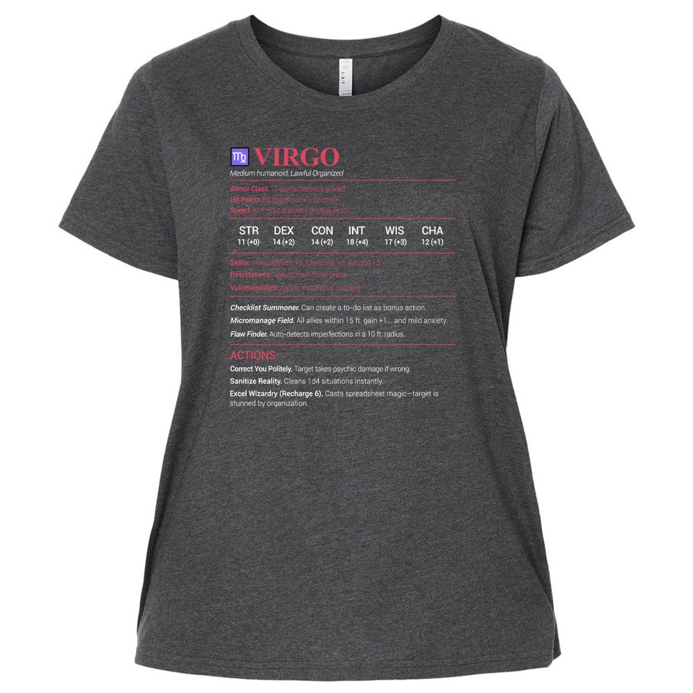 Virgo Stats Ladies Curvy Jersey - Vintage Smoke - 4