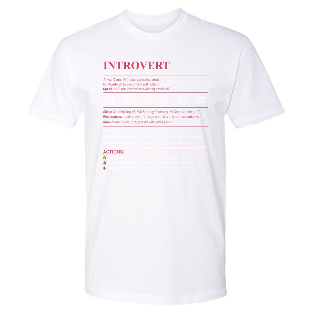 Introvert Stats Premium Unisex T-Shirt - White - 4