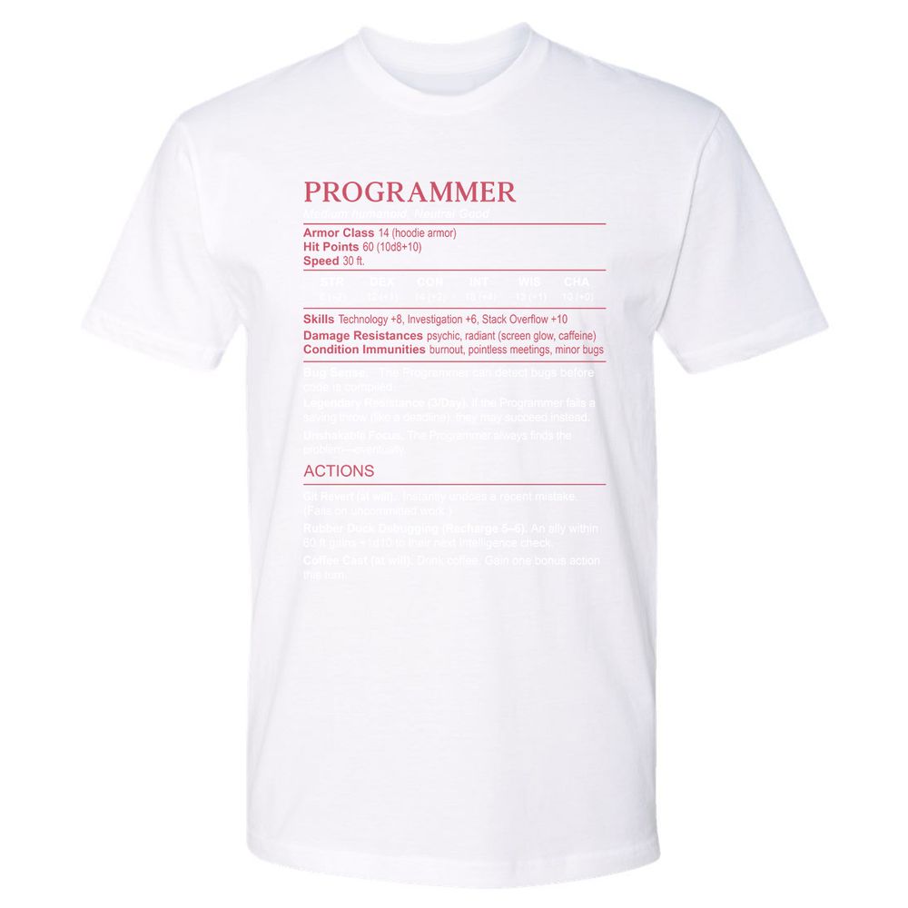 Programmer Stats Premium Unisex T-Shirt - White - 4