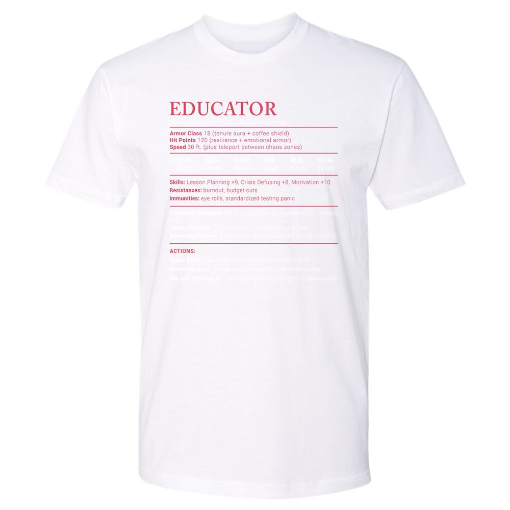 Educator Stats Premium Unisex T-Shirt - White - 4