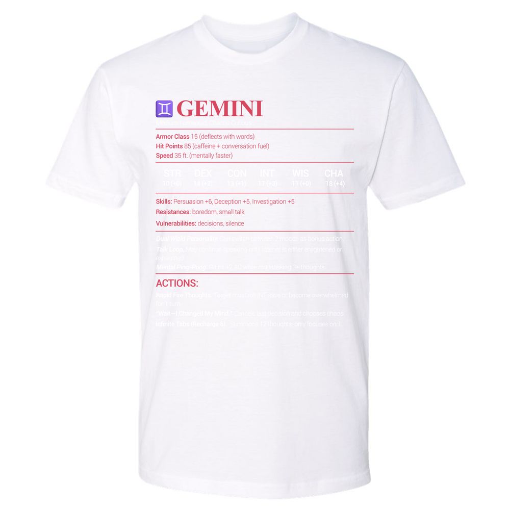 Gemini Stats Premium Unisex T-Shirt - White - 4