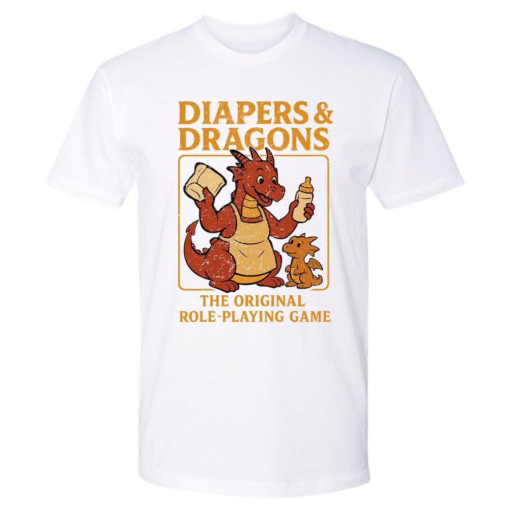 Diapers & Dragons Premium Unisex T-Shirt - White - 4