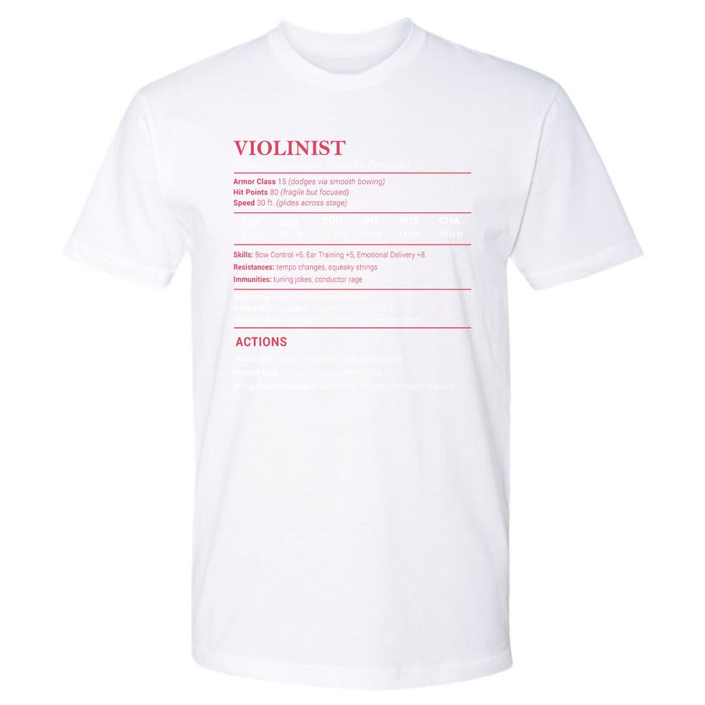 Violinist Stats Premium Unisex T-Shirt - White - 4