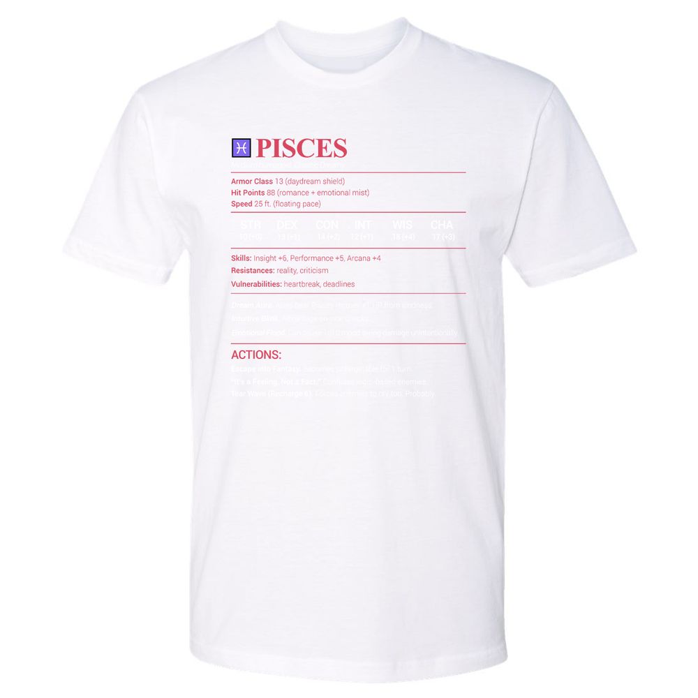 Pisces Stats Premium Unisex T-Shirt - White - 4