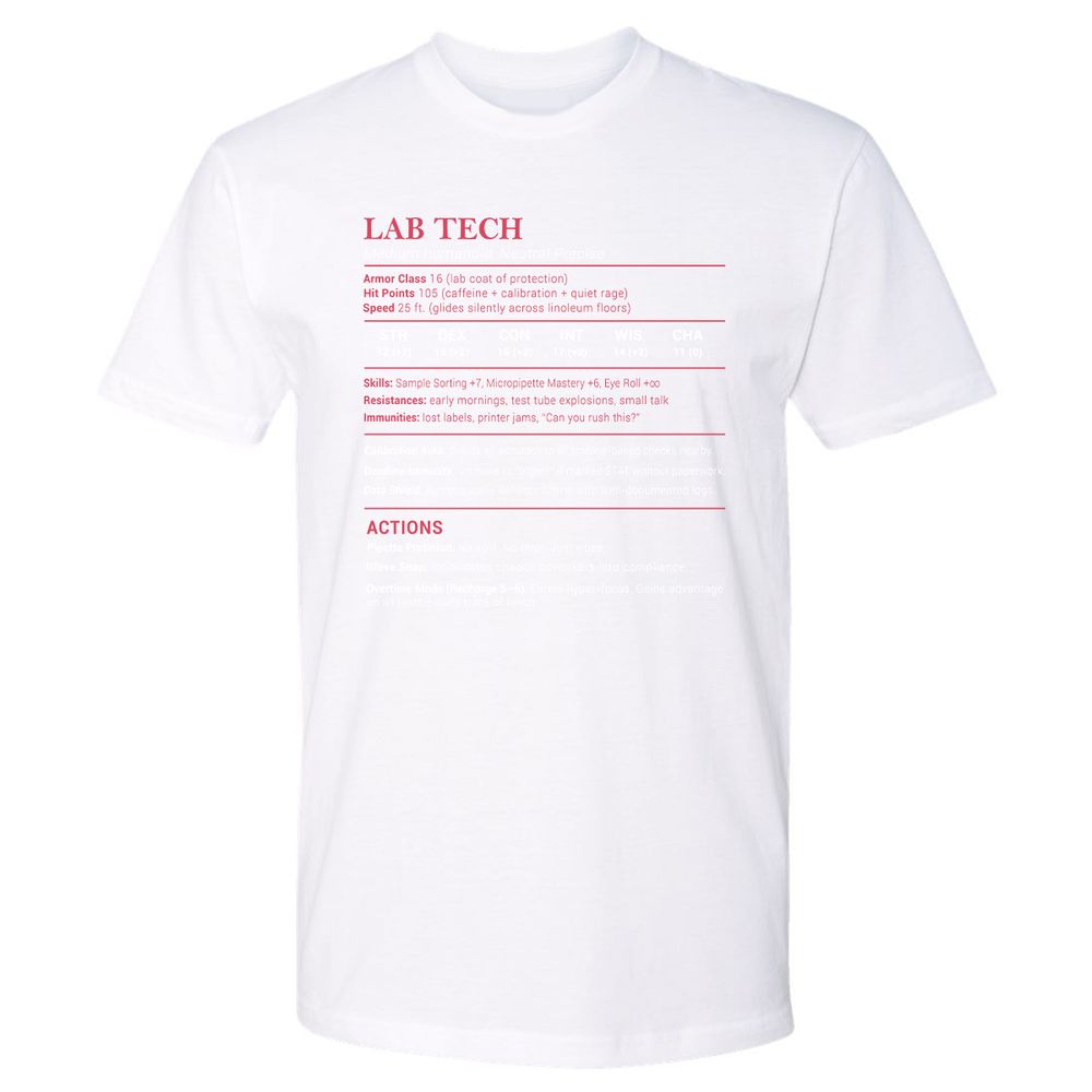 Lab Tech Stats Premium Unisex T-Shirt - White - 4