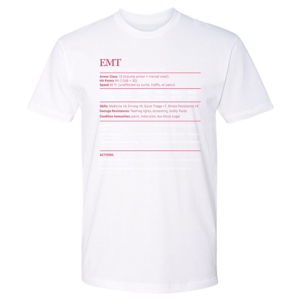 EMT Stats Premium Unisex T-Shirt - White - 4