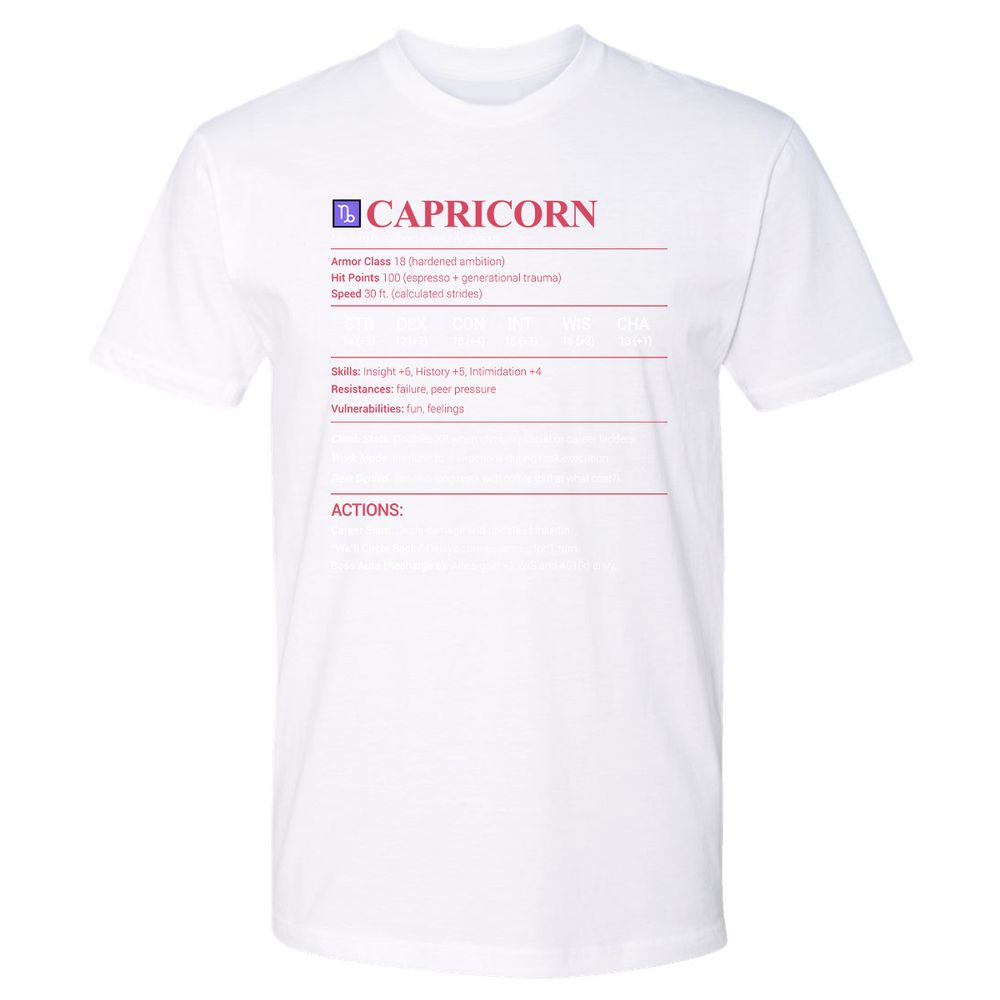 Capricorn Stats Premium Unisex T-Shirt - White - 4