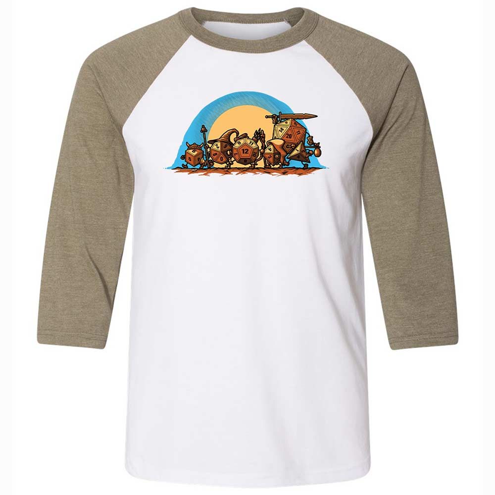 The Fellowship Of The Dice Unisex 3/4 Baseball Tee - White/Heather Olive - 4