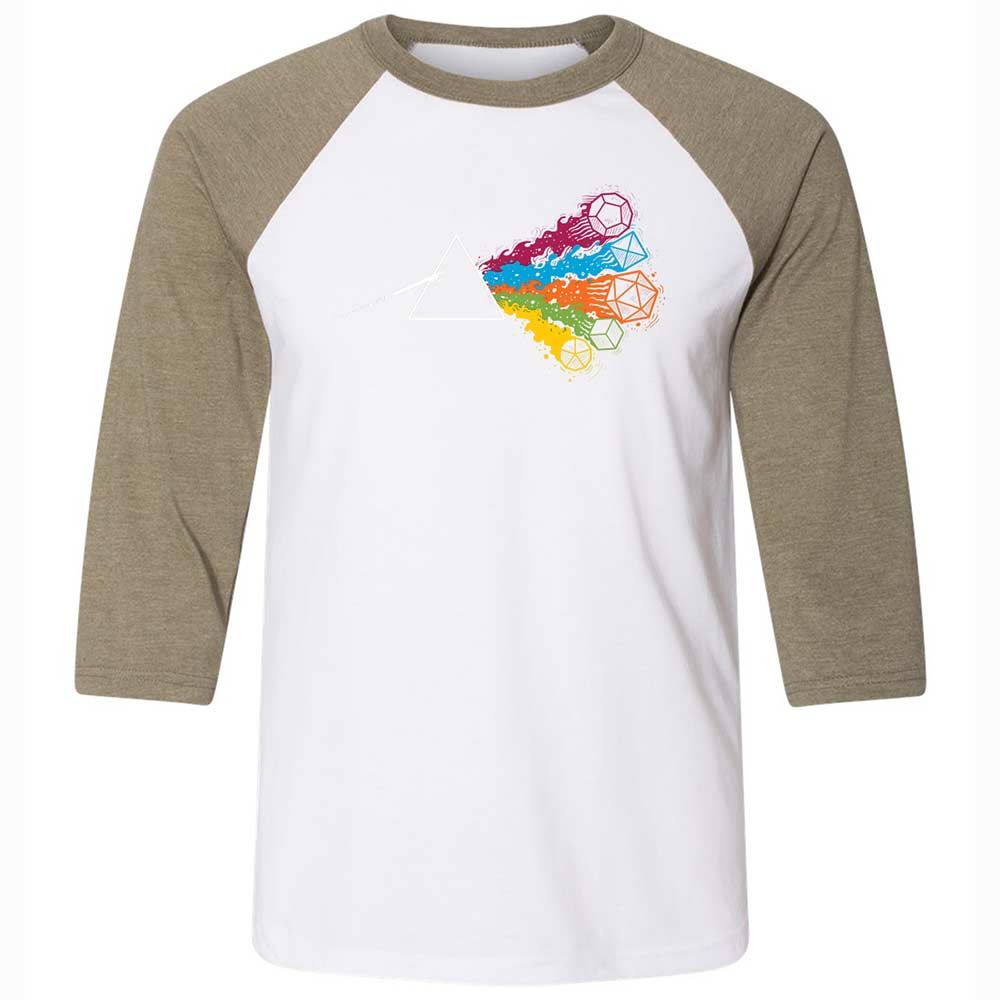 Dark Side Of The Dices Unisex 3/4 Baseball Tee - White/Heather Olive - 4