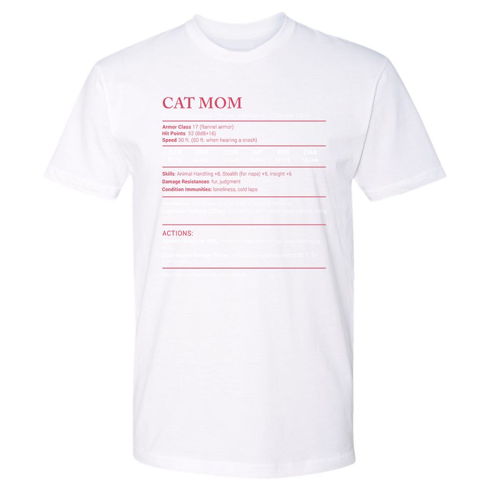 Cat Mom Stats Premium Unisex T-Shirt - White - 4