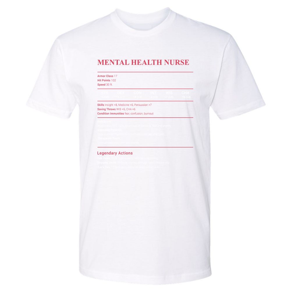 Mental Health Nurse Stats Premium Unisex T-Shirt - White - 4