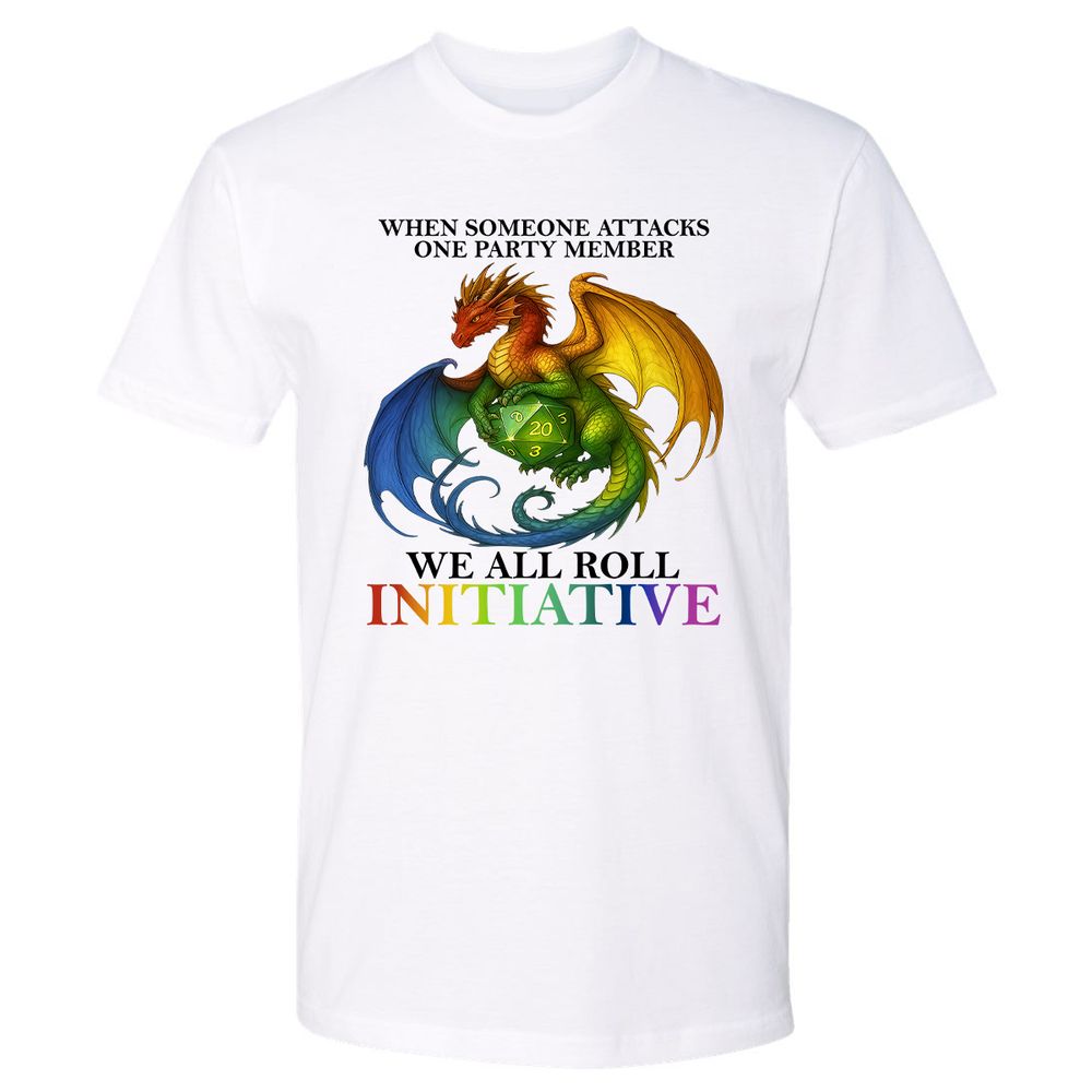 Dragon We All Roll For Initiative Premium Unisex T-Shirt - White - 4