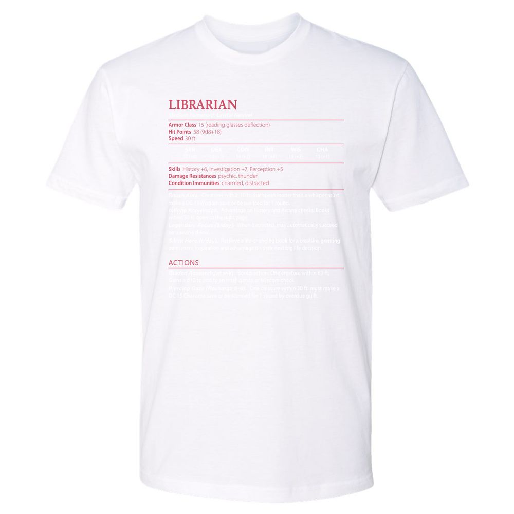 Librarian Stats Premium Unisex T-Shirt - White - 4