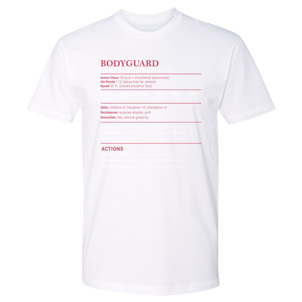 Bodyguard Stats Premium Unisex T-Shirt - White - 4